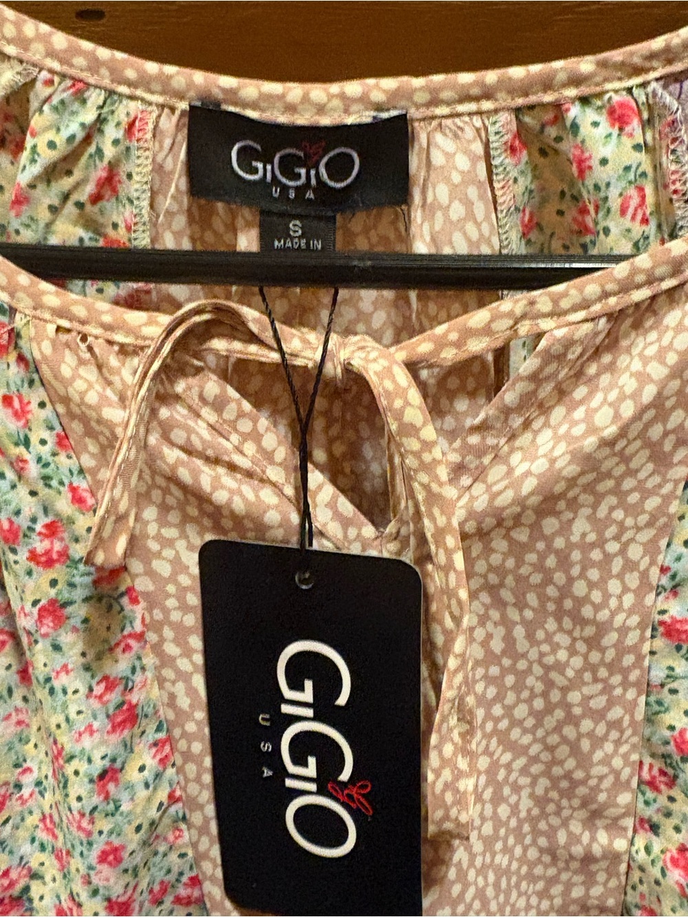 GIGIO NWT Blush Pink Mixed-Print Floral Women's Blouse - Picture 5 of 5